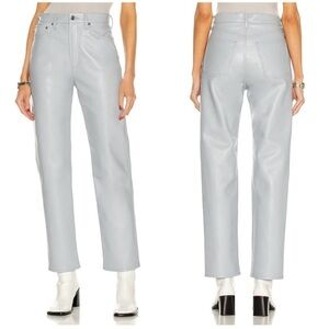 Agolde Recycled Leather Pant 90’s Pinched Waist in Wisp Gray Size 24